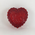 Mosser Glass Red Heart Box Adorned with Hummingbirds and Flowers