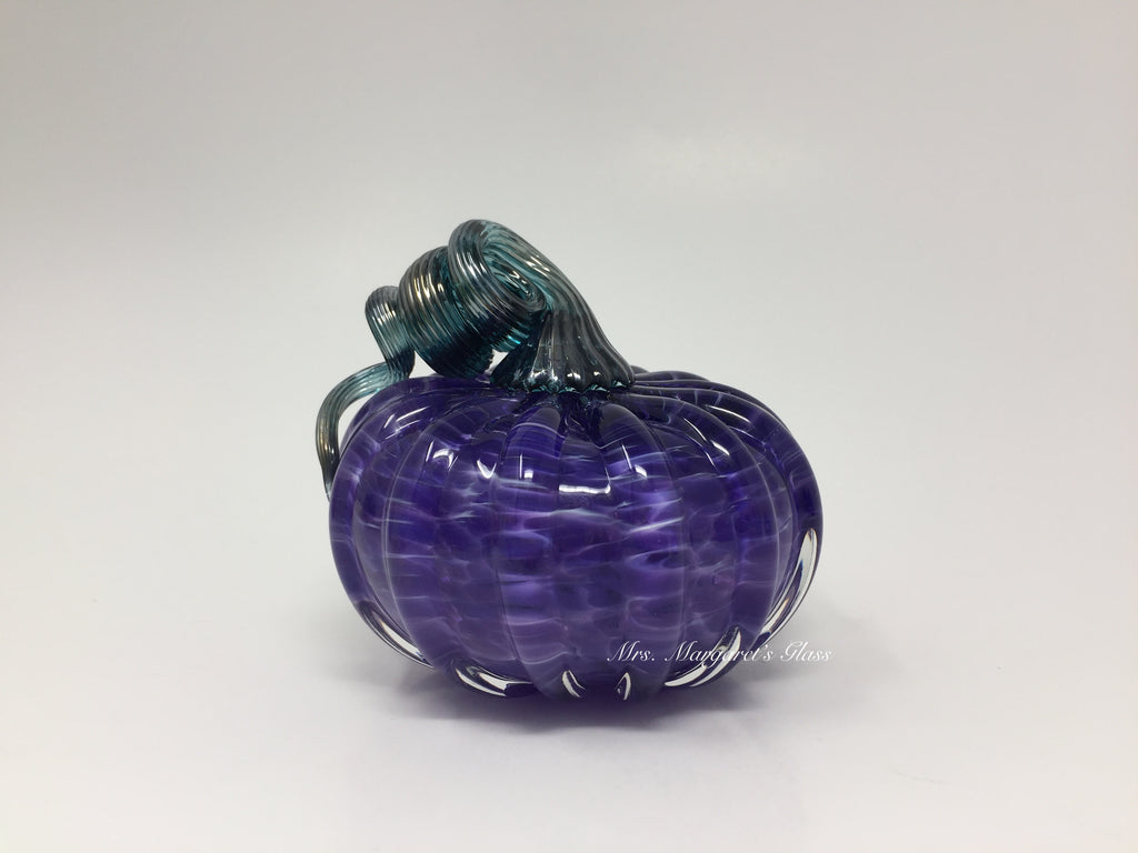 Fred Wilkerson Art Glass Blown Purple Vortex Pumpkin