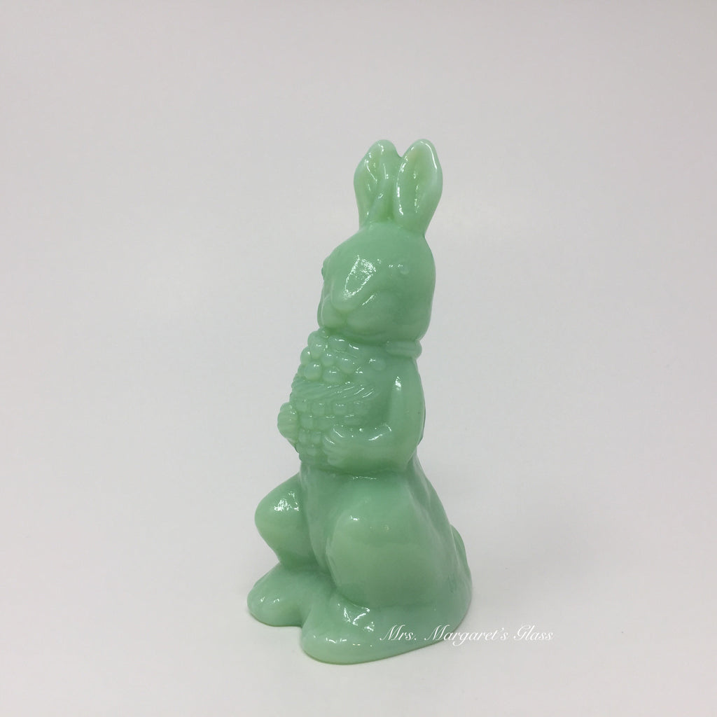 Mosser Glass Jadeite Bunny Rabbit With Basket