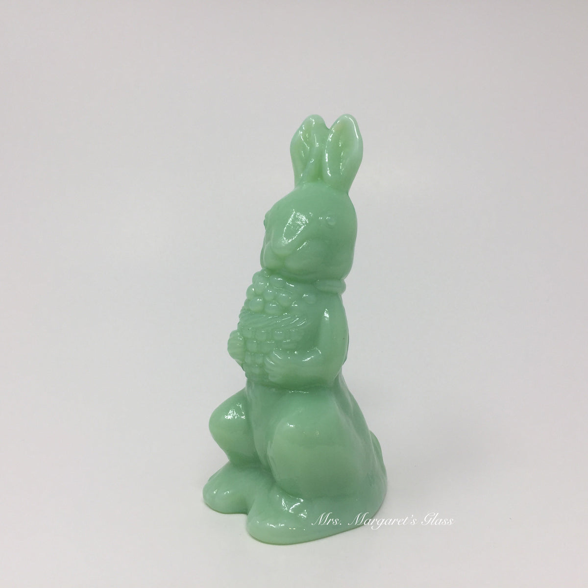 Mosser Glass Jadeite Bunny Rabbit With Basket
