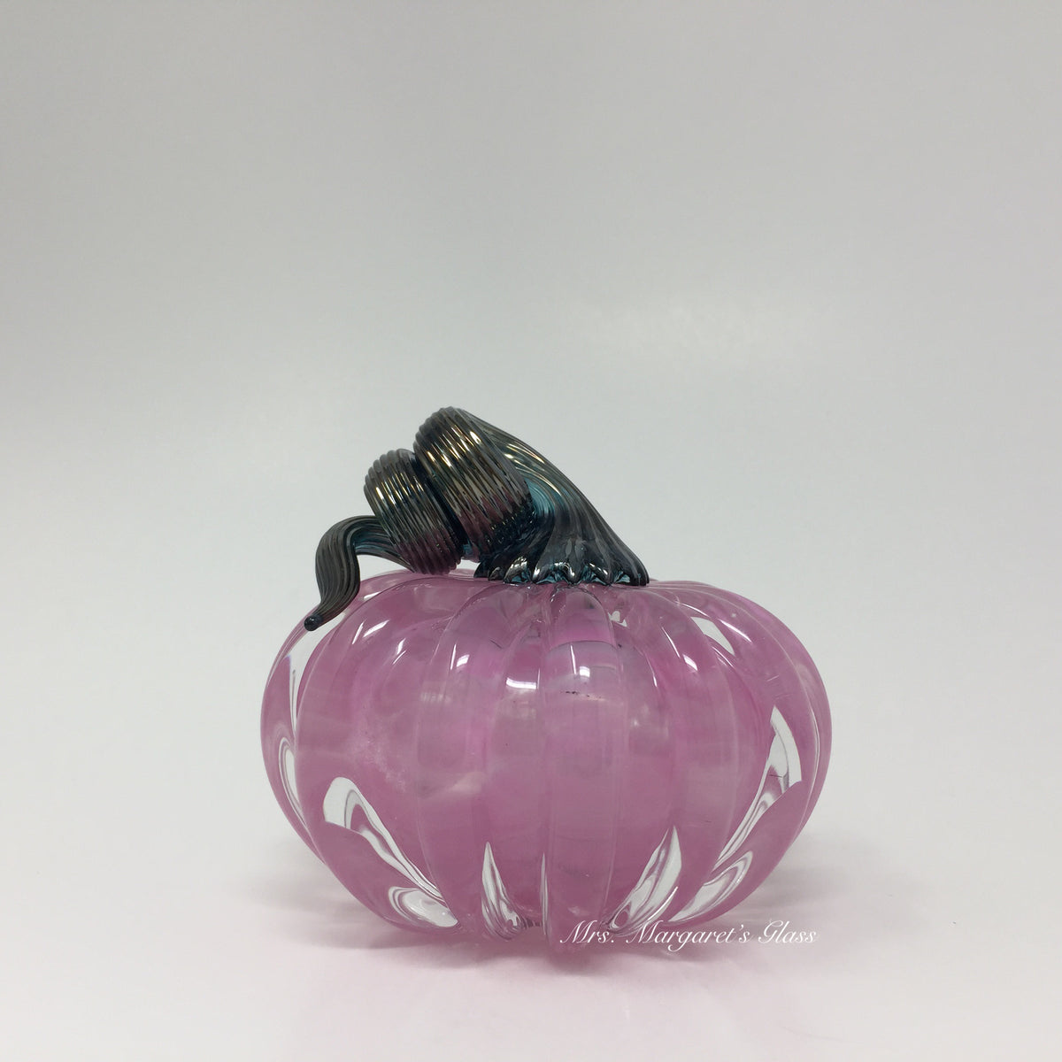 Fred Wilkerson Art Glass Blown Cotton Candy Pink Pumpkin