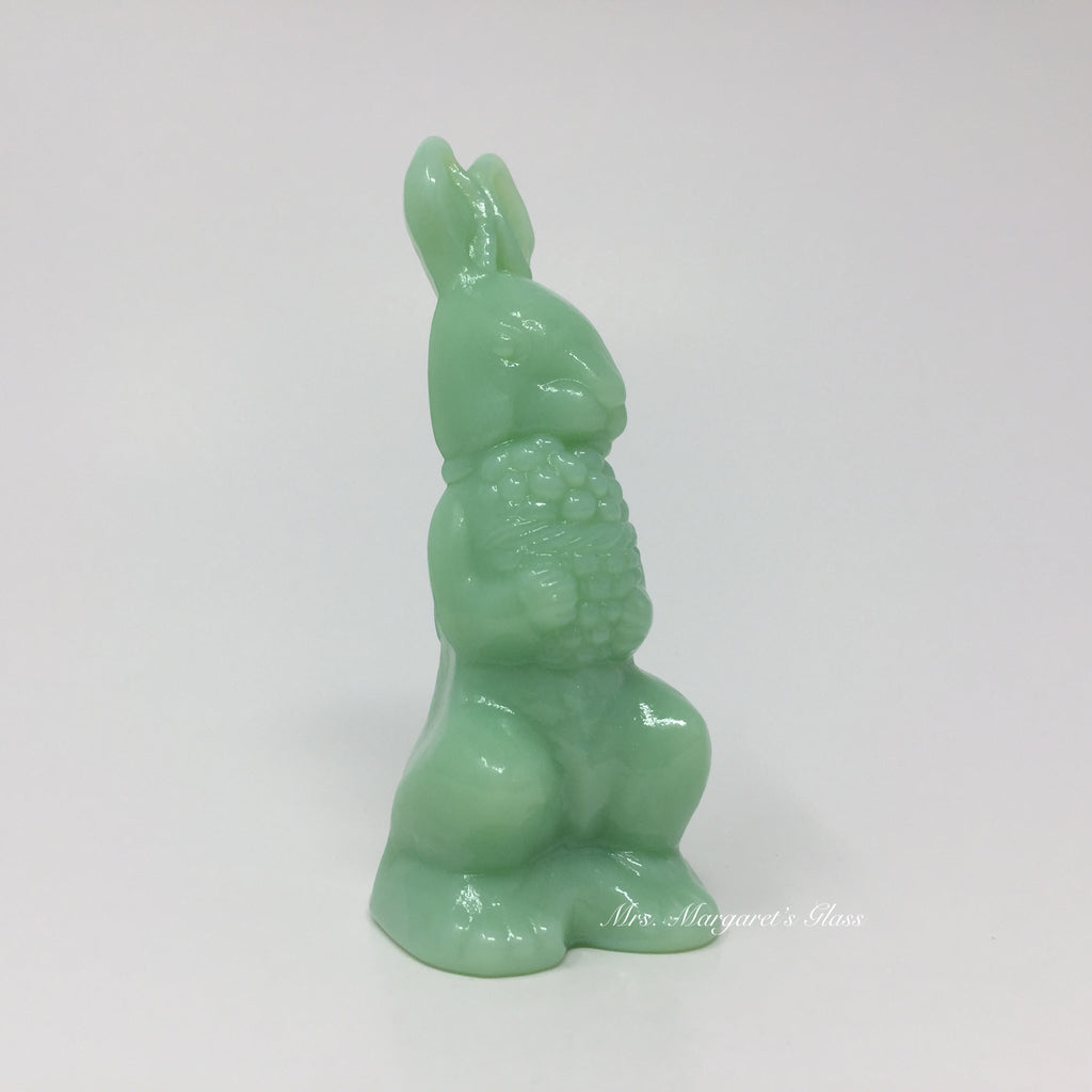 Mosser Glass Jadeite Bunny Rabbit With Basket