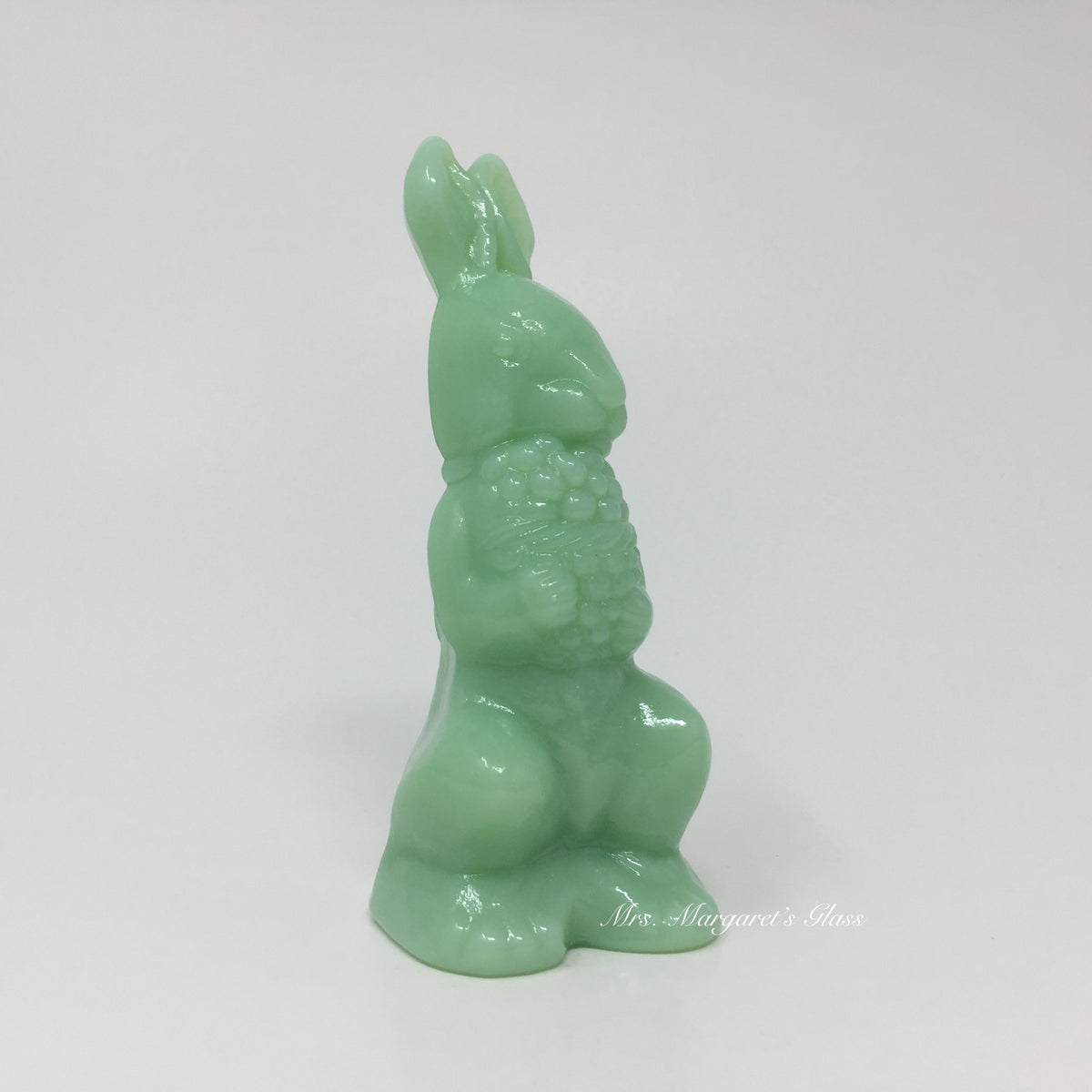 Mosser Glass Jadeite Bunny Rabbit With Basket