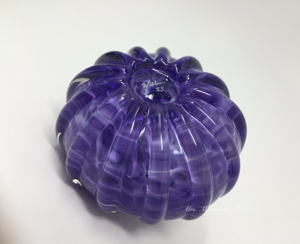 Fred Wilkerson Art Glass Blown Purple Vortex Pumpkin