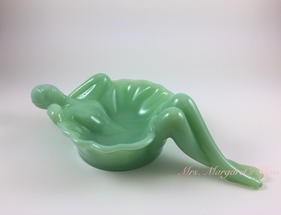 Mosser Glass Jade Jadeite Nude Bathing Beauty Soap/ Trinket Dish