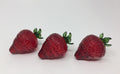Set of Three. Ruby Red Blown Glass Strawberries.