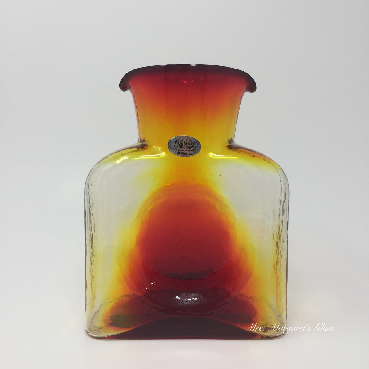 Blenko Glass Tangerine Orange 384 Water Bottle