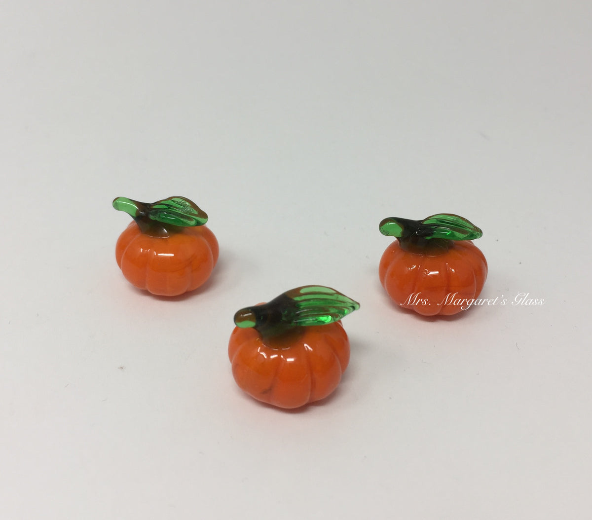 Set of Three Miniature Mini Glass Lampwork Pumpkins