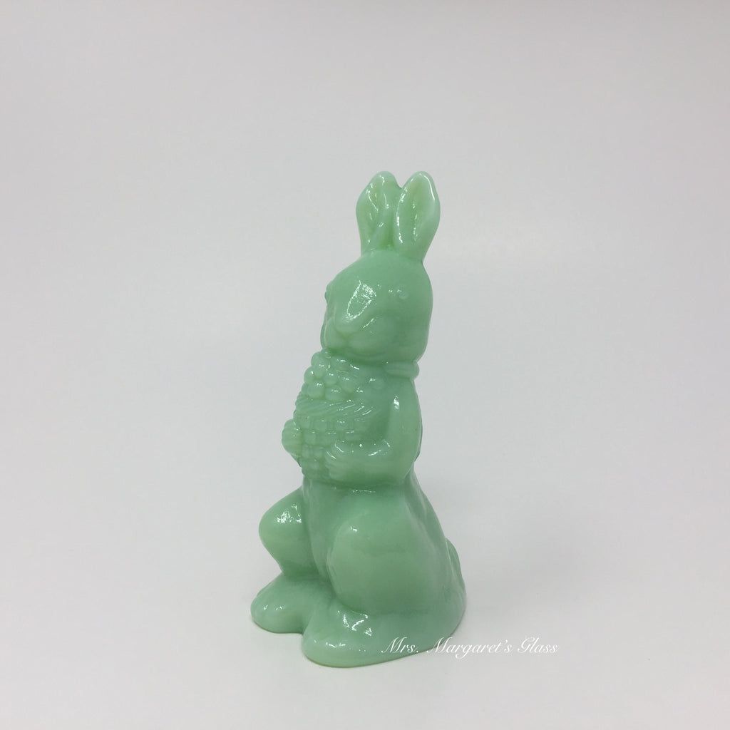 Mosser Glass Jadeite Bunny Rabbit With Basket