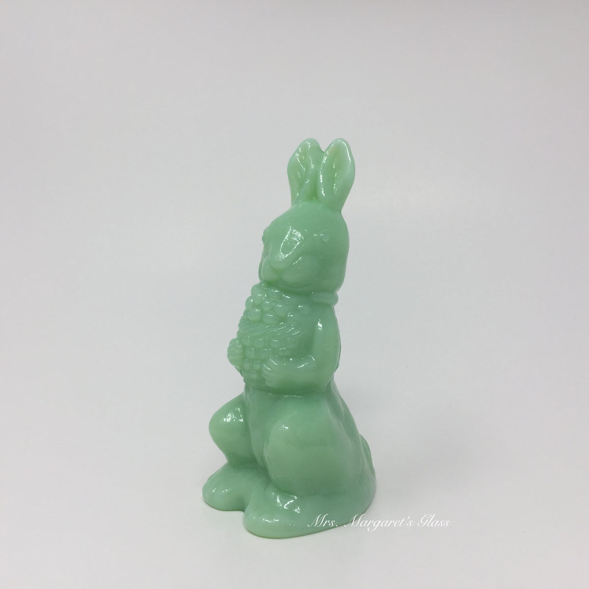 Mosser Glass Jadeite Bunny Rabbit With Basket