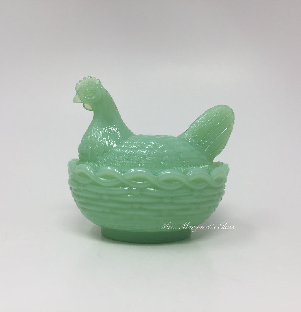 Mosser Glass Jadeite Green 4” Hen on Nest