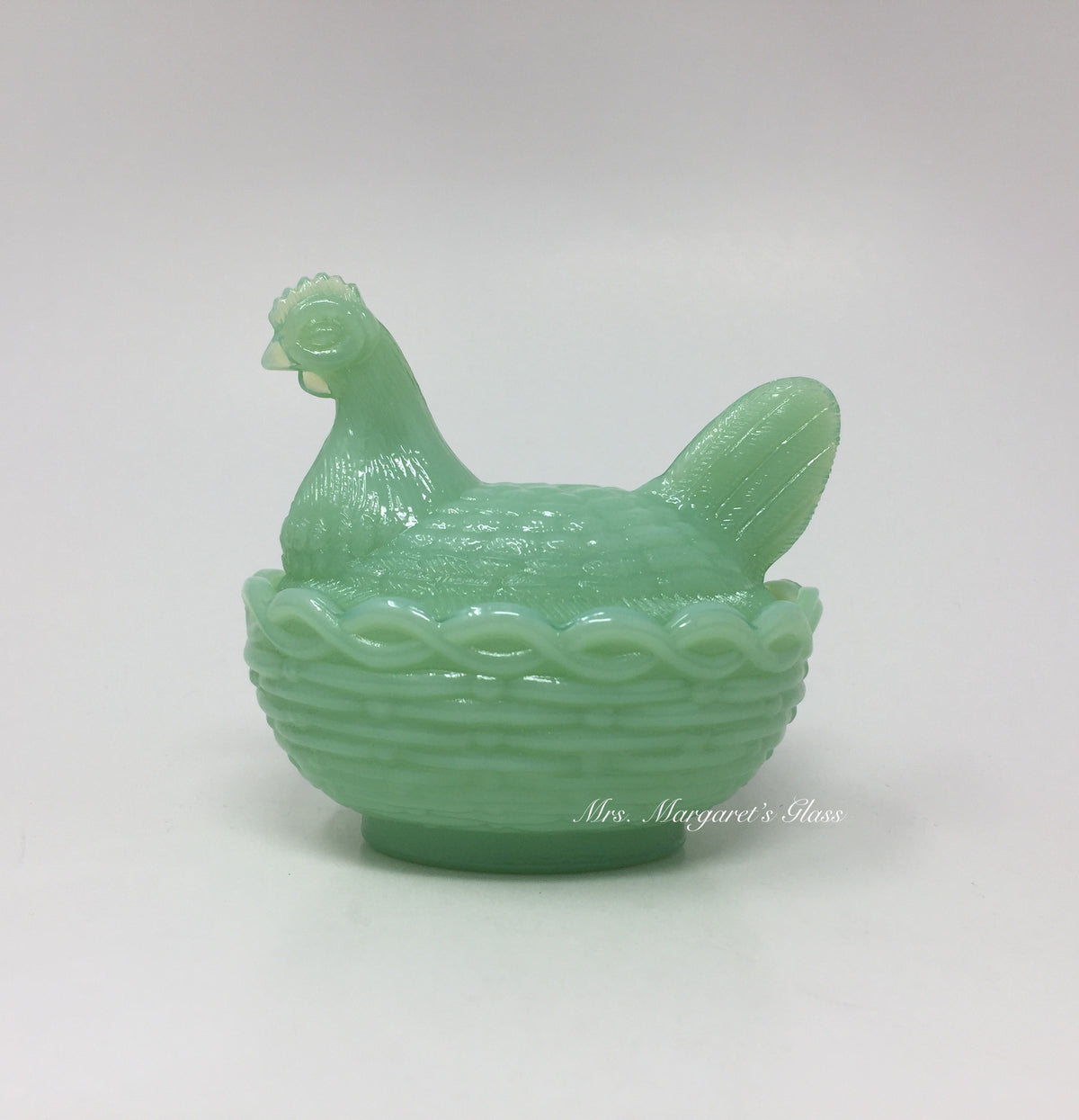 Mosser Glass Jadeite Green 4” Hen on Nest