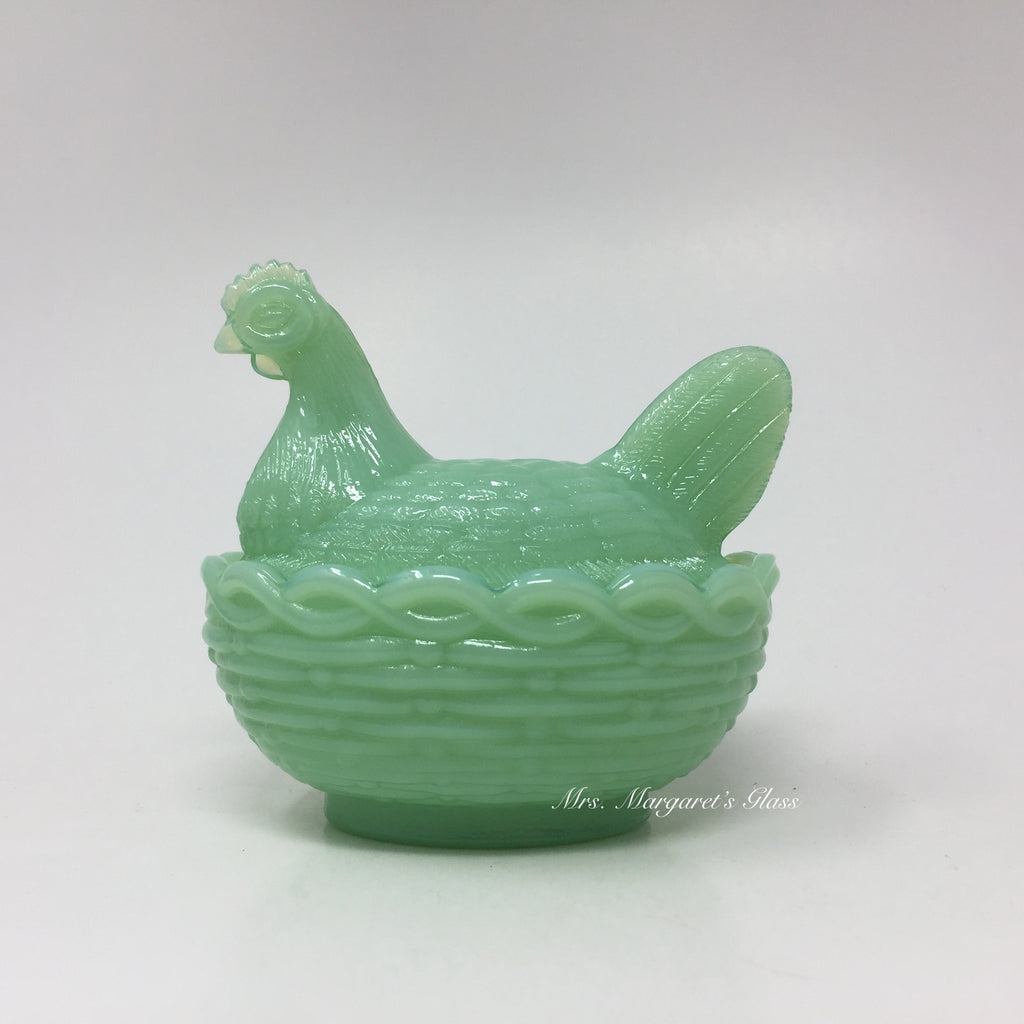 Mosser Glass Jadeite Green 4” Hen on Nest