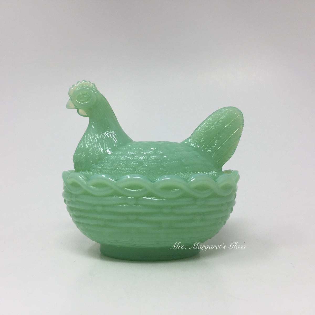 Mosser Glass Jadeite Green 4” Hen on Nest