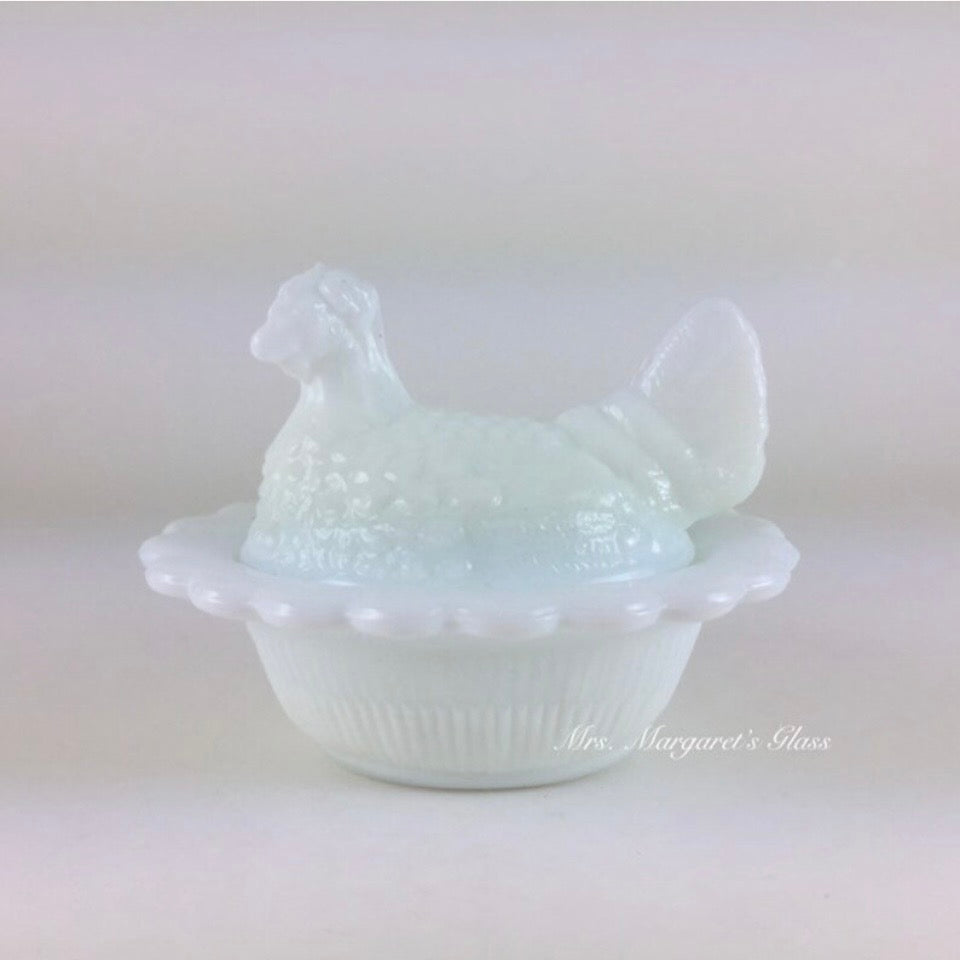 Mosser Glass Mini Milk White Hen On Nest