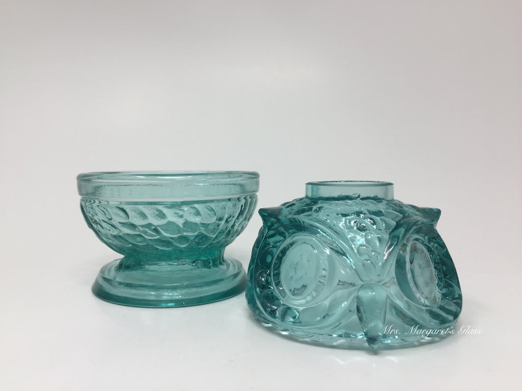 Wilkerson Glass Teal Blue UV Pink Glow Owl Fairy Lamp Lite
