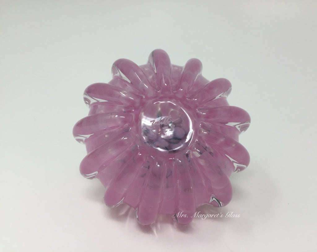 Fred Wilkerson Art Glass Blown Cotton Candy Pink Pumpkin