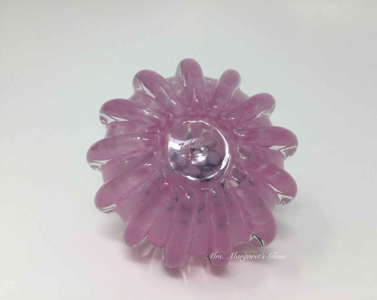Fred Wilkerson Art Glass Blown Cotton Candy Pink Pumpkin