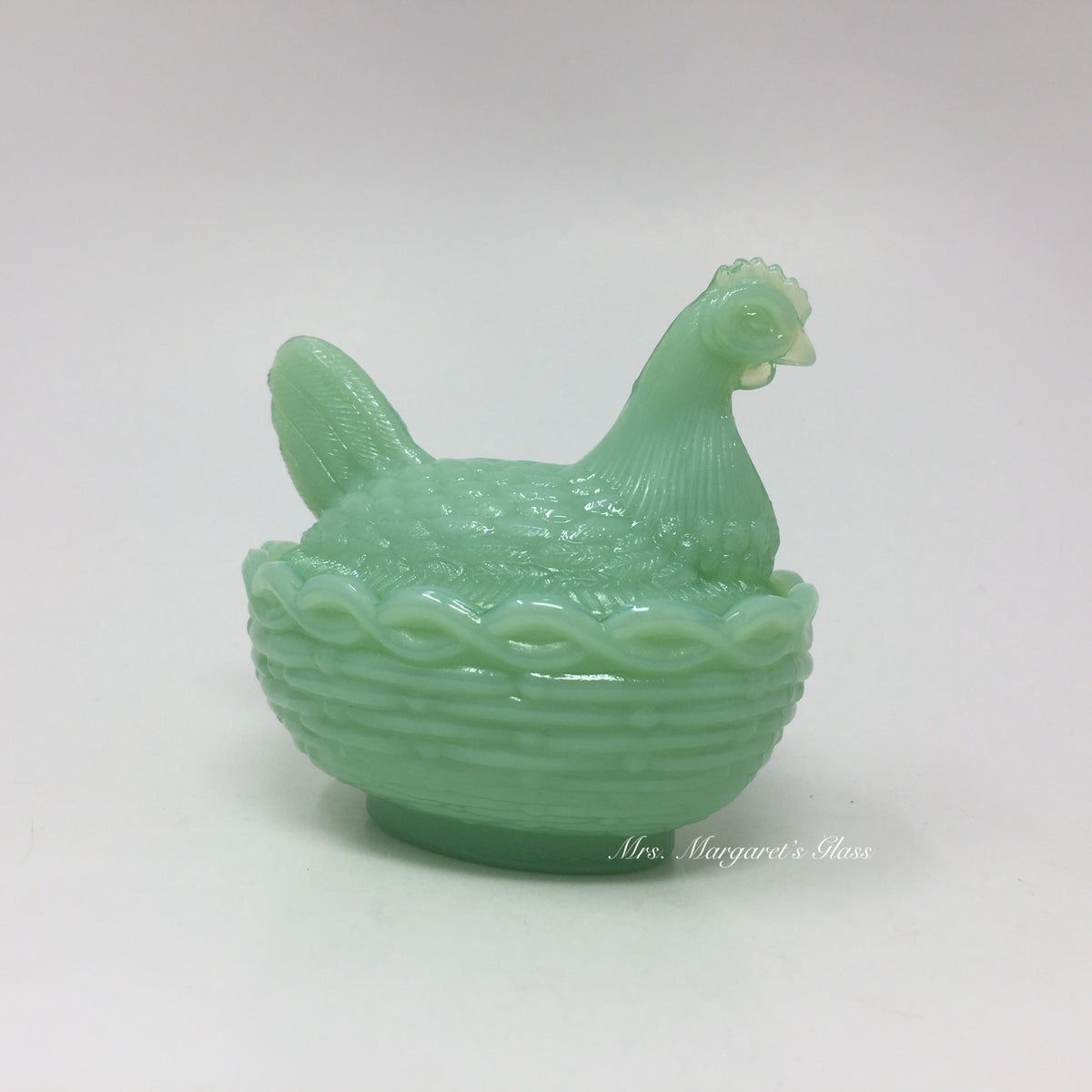 Mosser Glass Jadeite Green 4” Hen on Nest