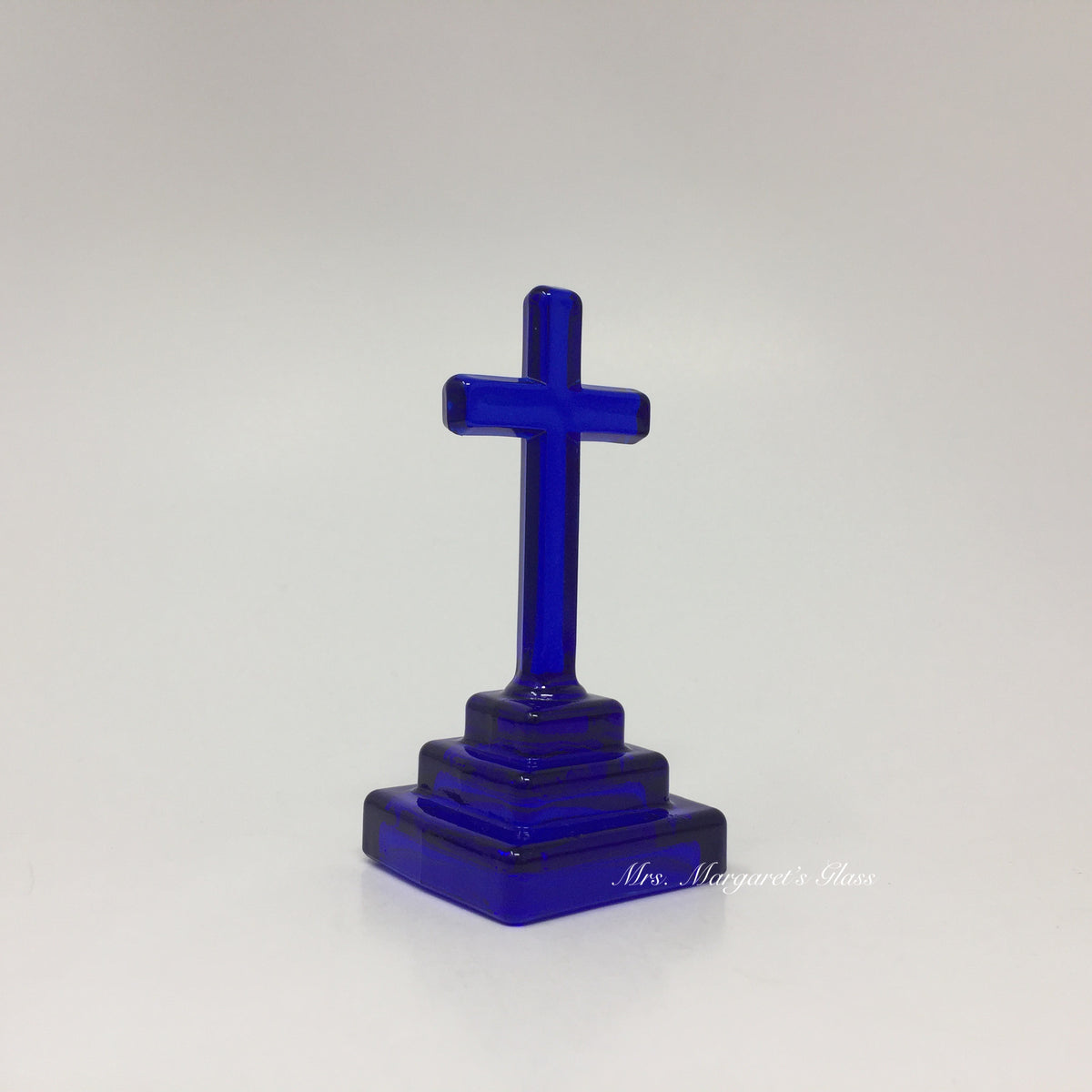 Mosser Glass Cobalt Blue Cross Statue