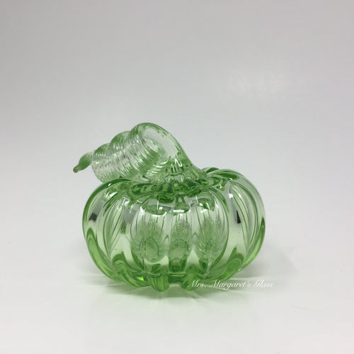 Fred Wilkerson Art Glass Blown Lime Green Uranium Pumpkin