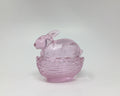 Mosser Glass Rose Pink Bunny Rabbit On Basket