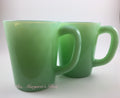 Set of Two Mosser Glass Jadeite Handled Mugs.