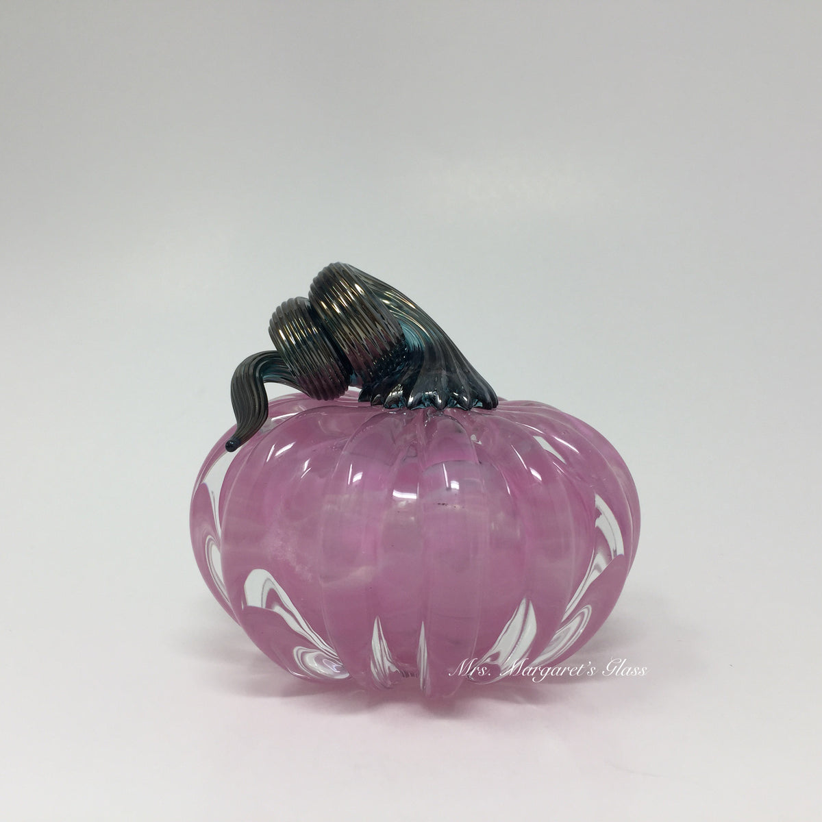 Fred Wilkerson Art Glass Blown Cotton Candy Pink Pumpkin