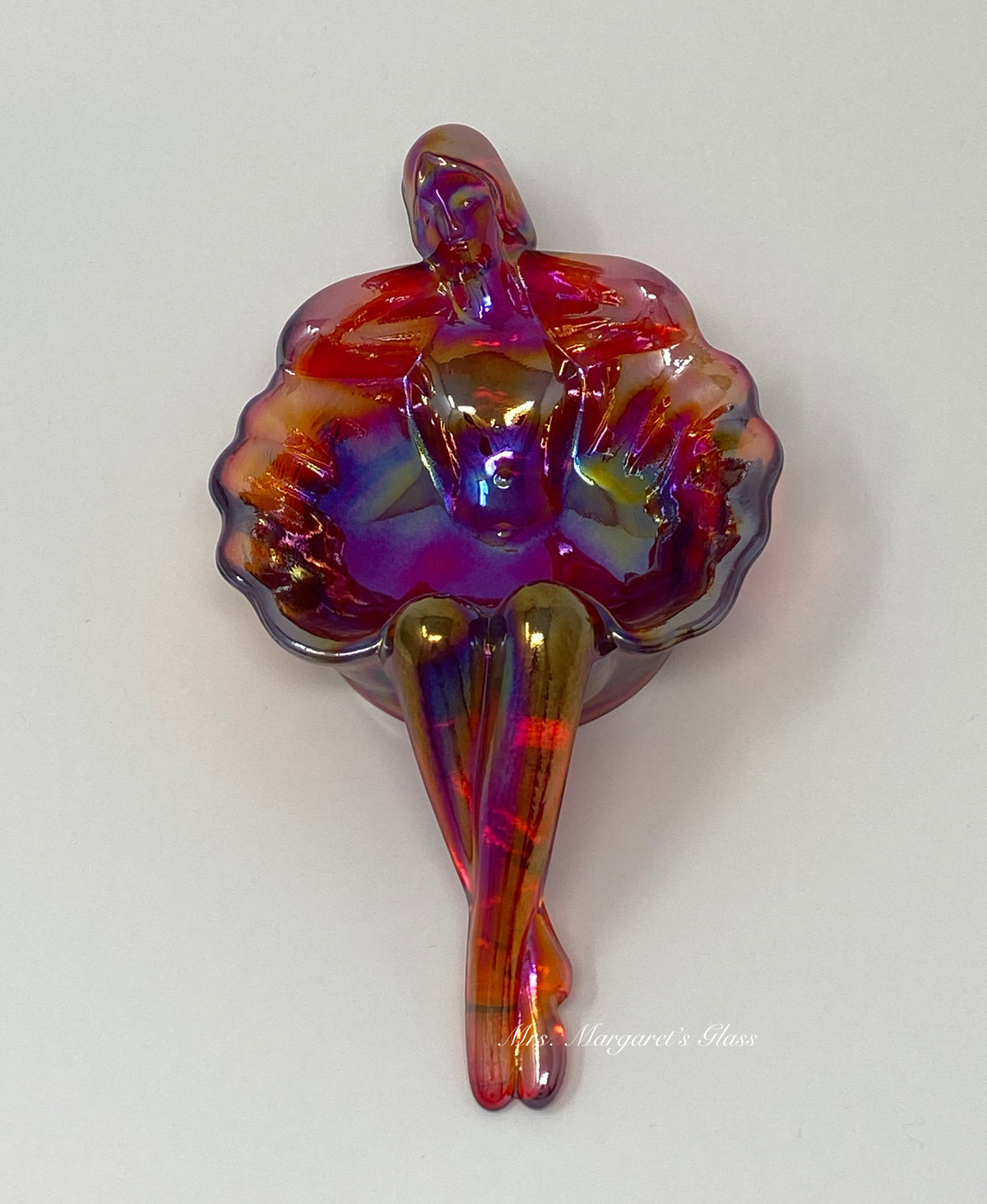 Mosser Glass Ruby Red Carnival Iridescent Nude Bathing Beauty Lady Soap/ Trinket Dish