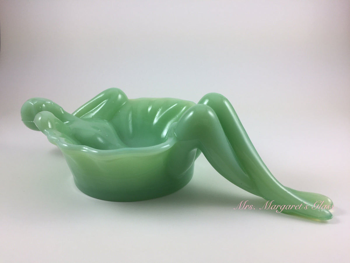 Mosser Glass Jade Jadeite Nude Bathing Beauty Soap/ Trinket Dish