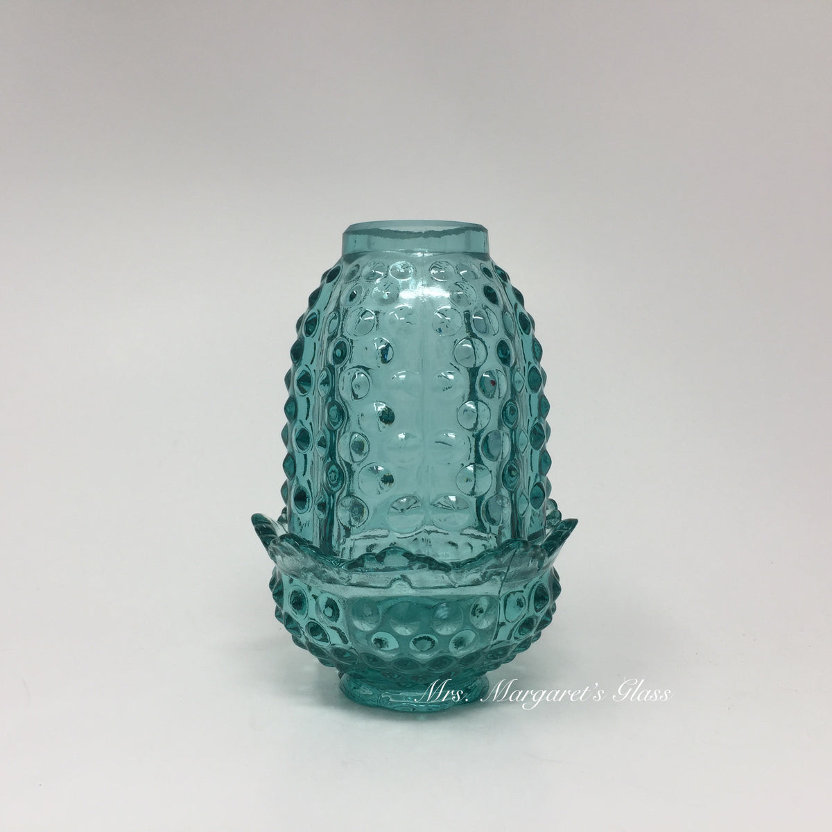 Wilkerson Glass Teal Blue UV Pink Glow Hobnail Fairy Lamp Lite/ Candle Votive Holder